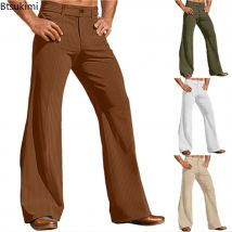 2026 Herren-Kleiderhose, solide Cord-Schlaghose, männlich, lässig, Tasche, einfarbig, Komfort, Business, Alltag, Urlaub, moderne Hose für Herren