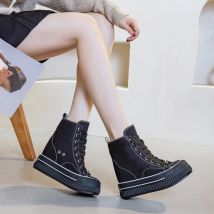 CHABELLA Height Increase 13cm Women's High Top Canvas Shoes Design with Buckle and Zipper Simple Women's Shoes 2025 Casual Shoes