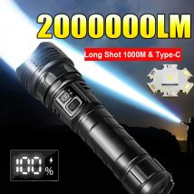 2000000 Torce LED ad alta potenza Tipo-C Torcia ricaricabile Long Shot 1000M Lampada portatile impermeabile Lanterna da pesca da campeggio esterna