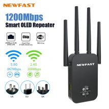 Newfast 1200Mbps WiFi Repeater Long Range OLED 5Ghz De Sinal Wifi Extenders Amplifier Signal Booster Antenna Repeator UK Plug