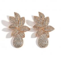 DEEPATIENCE Long Metal Flower Drop Earrings Fully Studded With Crystals High-Quality Rhinestone Jewelry Accessories For Women