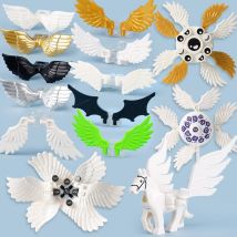 MOC Winkel Goldene Flügel Bausteine Kit Feder Tiere Fliegende Pferd Blöcke Montieren Spielzeug Kompatibel