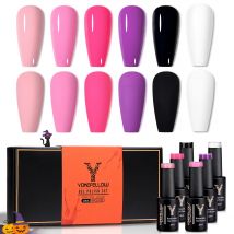 6 Farben Halloween Orange ROSA Schwarz Gel Nagellack Set Schwarz Weiß Nagel Gel Kit Soak Off UV LED Miniküre DIY für Party