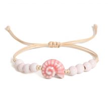 Handgefertigtes rosa Schneckenschalen-Keramikarmband, verstellbarer Boho-Schmuck für Damen und Herren, Partner Geschenke – S02-006