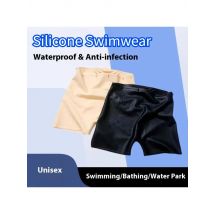 Silicone Swimwear High Waist Women Men Waterproof Quick Dry Modest Design Swim Trunks Adults Anti Leakage Training Suit Elastic