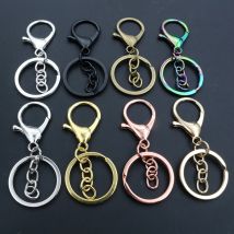 5 teile/los 30mm Kette Schlüssel ring lang 70mm beliebte klassische 8 Farben plattiert Karabiner verschluss Haken Schmuck für Schlüssel bund
