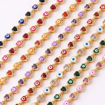 Neue Glück Türkische Herz Evil Eye Kette Armband Für Frauen Mode Bunte Augen Zirkon Armbänder & Armreif Partei Schmuck Geschenke