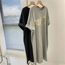 Übergroßes, lockeres, kurzärmeliges Kleid für Damen, 2025, neues lässiges, vielseitiges Kleid