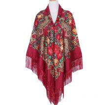 Großer bedruckter Schal für Damen, quadratischer Schal, Decke, Bohemian-Stil, Winter, Übergröße, Vintage-Umhang mit Fransen, luxuriöser Hijabs-Poncho