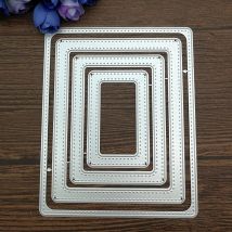 Stencil per fustelle in metallo con cornice rettangolare cucita per modello di fustellatura artigianale con goffratura decorativa per scrapbooking fai da te