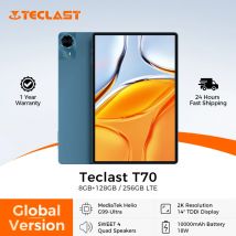 Teclast T70 Tablet Android 15 con Display 2K da 14 Pollici, MTK Helio G99 Max, 20GB RAM, 256GB ROM, Batteria 10000mAh, 18W, 4G LTE, Versione Globale