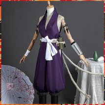 Yuzuriha Cosplay Kostüm Anime Höllen paradies: Jigokuraku lila Perücke Ninja Uniform Yuzuriha von Keishu Haarnadel Waffen Kunai Set