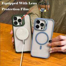 Für Magsafe Magnetische Einfarbige Objektiv Halterung Telefon Fall Für iPhone 16 Pro Max 14 11 12 13 15 Pro max Acryl Transparente Abdeckung