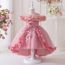 Rosa Kleid für Teenager-Mädchen, Pailletten, langärmelig, Prinzessinnenkleid, modische Stickerei, Schleife, pompöser Rock, Bankett, formelles Kleid ASQ03
