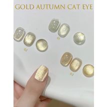 SHAKA 1-6 Stück WS Neuer Funkelnder Goldener Herbst Katzenauge Gel-Nagellack Modische Glasperlen Nagelkunst Nagelzubehör