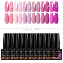 MEET ACROSS 12 Teile/satz Gel Nagellack Set Rosa Nude Semi Permanent UV LED Gel Polnisch Kit für Maniküre DIY Nagel liefert Lack