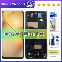 Getestet für Samsung S21 Ultra LCD Display Touchscreen Digitizer Montage Ersatz G998B G998U mit Rahmen für Elektronik