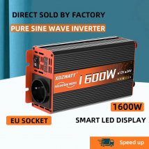 Reiner Sinus-Wechselrichter DC 12 V zu AC 220 V 60 Hz EU-Buchse 1600 W LED-Voltmeter-Konverter-Transformator