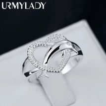 Anelli a forma di cuore di delfini d'amore pregiati in argento sterling 925 di alta qualità per le donne Regali di coppia Gioielli da sposa per feste di moda