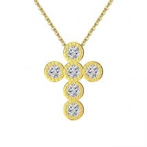 KISS MANDY Mode 925 Sterling Silber Kreuz CZ Anhänger Halskette für Frauen Runde Form 4A Zirkon Halskette Partei Schmuck SN343