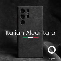 Magnetische Echte ALCANTARA Hülle für Samsung Galaxy S25 S24 Ultra Luxuriöse Business Supercar Gleichwertige Luxus-Wildleder-Handyhüllen