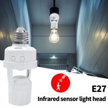 PIR-Bewegungsmelder-Lichtfassung, E27, intelligenter Lampenfassung, Adapter, automatische Ein-/Aus-Lichtsteuerung, geeignet für Garage, Keller, Veranda