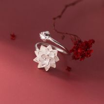 925 Sterling Silber Lotusblüten-Ringe, verstellbar, für Damen, Hochzeit, Verlobung, luxuriöser Schmuck, Accessoires, Schmuckstücke