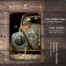 Vintage Car & Van Retro-Blechschilder, 6 Stück – klassische Fahrzeugdesigns, Metall-Wandkunst, langlebige vorgebohrte Dekoration für Garage, Männerhöhle