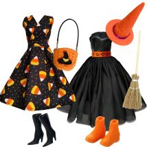 1/6 Doll Cosplay Clothes Halloween dress Witch Cap Belt Bag Broom Outfits for 12inch BJD Doll 30cm Doll Mengf Mizi Xinyi FR Doll