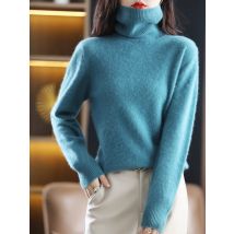 LHZSYY Maglione invernale da donna Solido 100% visone Cashmere Dolcevita lavorato a maglia Pullover Slim morbido caldo femminile Manica lunga 23 colori