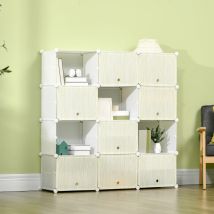 Armadio modulare in plastica Homcom con organizer per scarpe a 12 cubi 125X32X125Cm