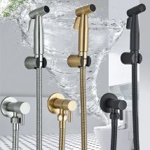 Rubinetto spruzzatore per bidet nero Rubinetto singolo per WC da bagno in acciaio inossidabile con acqua fredda Set di getti con valvola Shattaf montata a parete