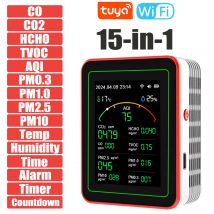 monitor di qualità homeairTuya WiFi 15 in 1TFT Display portatile AQI PM0.3 PM1.0 PM2.5 PM10 CO CO2 TVOC HCHC Tester APP Co 이