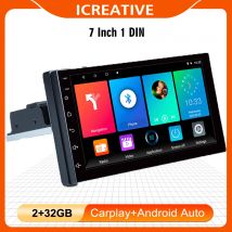 Radio Estéreo Universal ajustable para coche, 1 Din, Android, pantalla táctil de 7 pulgadas, FM, cuatro núcleos, navegación GPS, Apple Carplay, Android