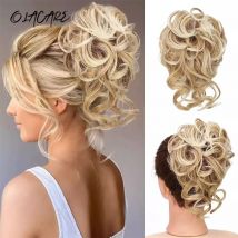 OLACARE Synthetischer Haarknoten, Chignon, unordentliches lockiges Haarband, elastisches Haargummi, falsche Haarteile für Frauen, Haarnadeln, Schwarz, Braun