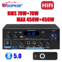 Woopker-Amplificador de sonido Digital AK55, dispositivo HIFI con Bluetooth, Canal 2,0, PARA Karaoke en casa y coche, 110V/220V, máx. 450W + 450W, Subwoofer