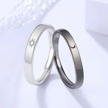 Klassischer offener Paarring mit Sonne und Mond für Damen und Herren, romantisch, schwarz, weiß, passender Fingerring-Set, Schmuck, Hochzeitstag, Geschenke