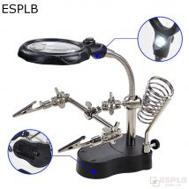 ESPLB 3.5X 12X Mani aiutanti Stazione di supporto per saldatura per saldatore di terza mano con lente d'ingrandimento per saldatura con clip a 2 LED
