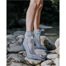 Blumen knospe Absatz Stiefeletten spitzen Zehen gemischte Farbe Strass Detail Nähen Designer Frauen sexy einzigartige Party Schuhe die ganze Saison