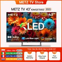 METZ QLED TV 43 Inch 4K Smart LED Television Google Tele HDR 10 MEMC DBX Dolby Atmos Game Hub EyeCare Tuner 2025 43MQF7500Z