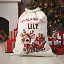 Personalized Name Special Delivery Santa Sack Custom Christmas Gift Bag for Kids Boys Girls Holiday Party Decoration Accessories