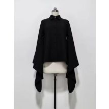 Harajuku Elegante Schwarze Blusen 2025, Y2k Ästhetische Vintage Shirts Gothic Punk Streetwear Casual Langarm Bluse Tops