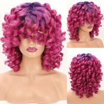 SQRDGQ Synthetic Wigs for Women Loose Wave Hair Short Wig Color T30/99J/Orange/Pink Blonde Wigs for Black Women Cosplay Wigs
