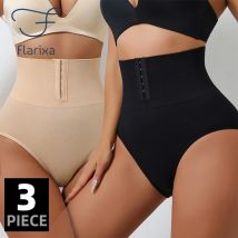 Flarixa Faja Shapewear mit hoher Taille, glatter Bauchkontrolle, unterer Taillenmieder, Trainer, Haken- und Ösenverschluss, fester Kompressionshöschen