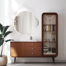 LUVODI 32 Zoll rahmenloser runder Kreis-Badezimmer-Kosmetikspiegel, Wanddekor-Spiegel mit abgeschrägter polierter Kante für Wohnzimmer