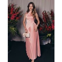 Smileven Novel Pink A-line Prom Dress Ruched Party Gowns Scoop Formal Occassion Dress Customized 2026