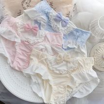 4XL Große Größe Nette Reizende Süße Milch Seide für Vollbusige Frauen Bogen Lolita Prinzessin Stil Cosplay Höschen Hohe Elastizität Breifs