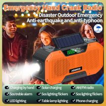 ABBREE Portable Solar Crank Emergency Radio with Flashlight Alertsync Portable AM FM Solar Radio with Phone Charger SOS Alarm