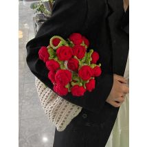 Handmade Yarn Weaving Elegant Three-dimensional Rose Women's Tote Bag Fashionable, Unique, Sweet Crossbody Bag 2025 Summer New