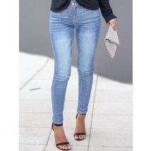 Jeans da donna con cuciture a contrasto in tinta unita Slim Skinny Jeans